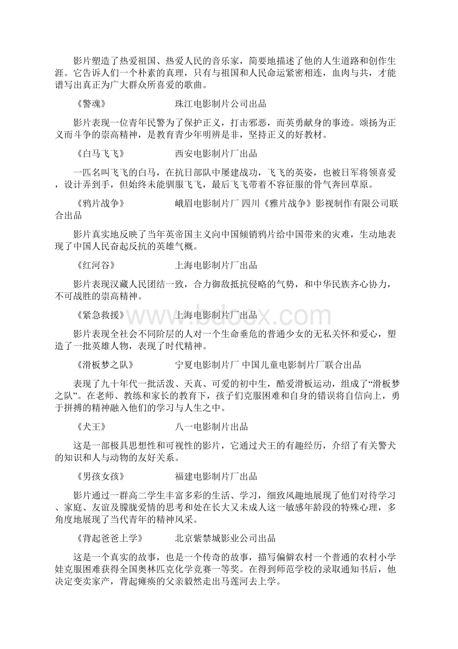 教育部向全国中小学生推荐优秀影片片目135完整Word文档格式.docx_第3页