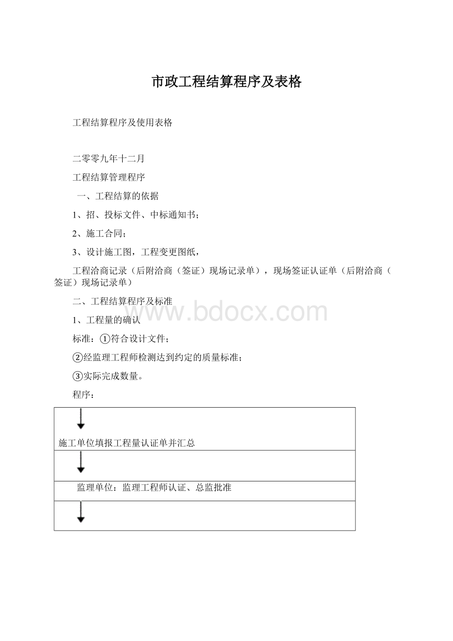 市政工程结算程序及表格.docx