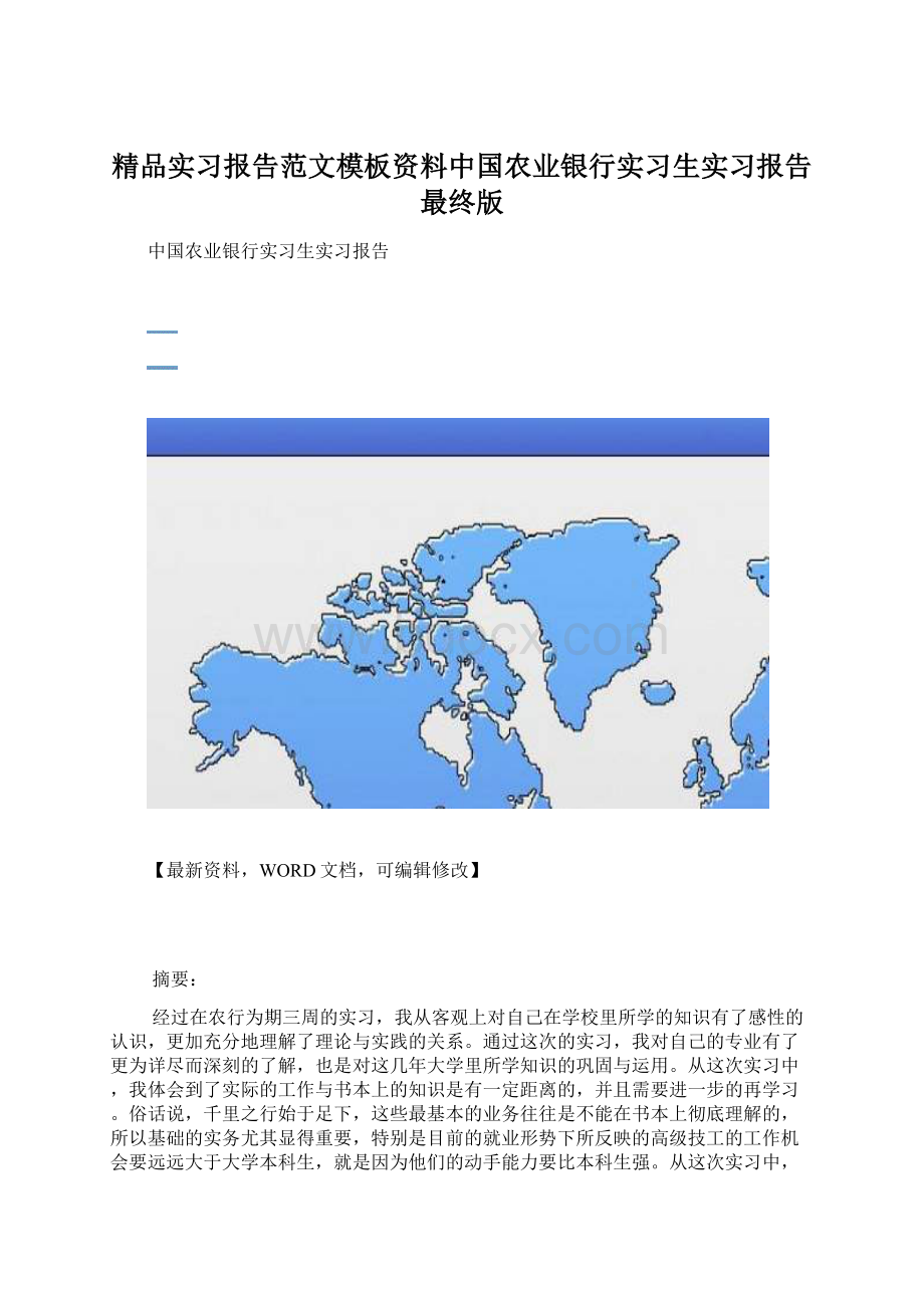 精品实习报告范文模板资料中国农业银行实习生实习报告最终版.docx