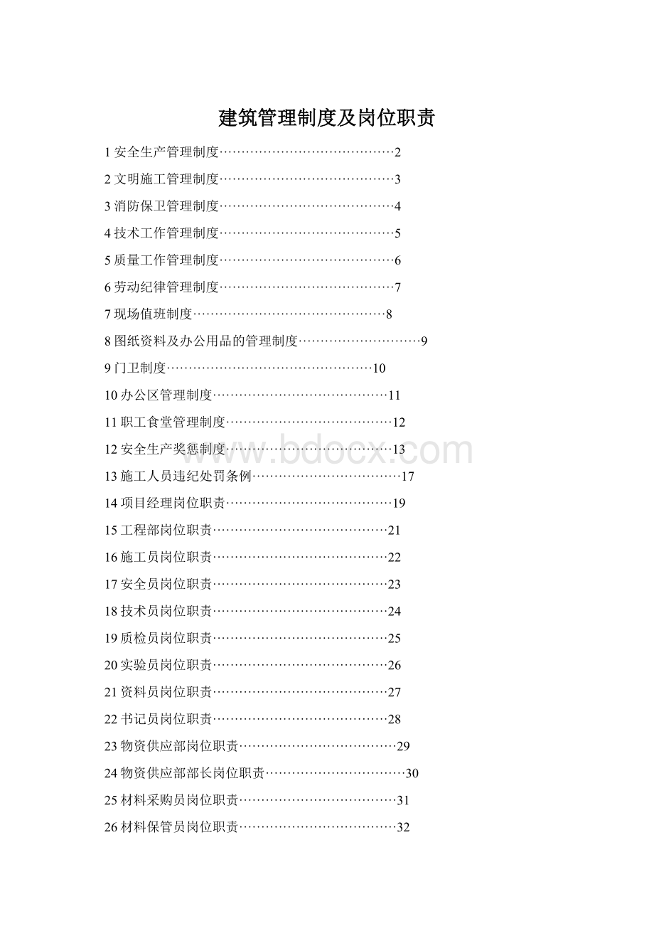 建筑管理制度及岗位职责Word文件下载.docx