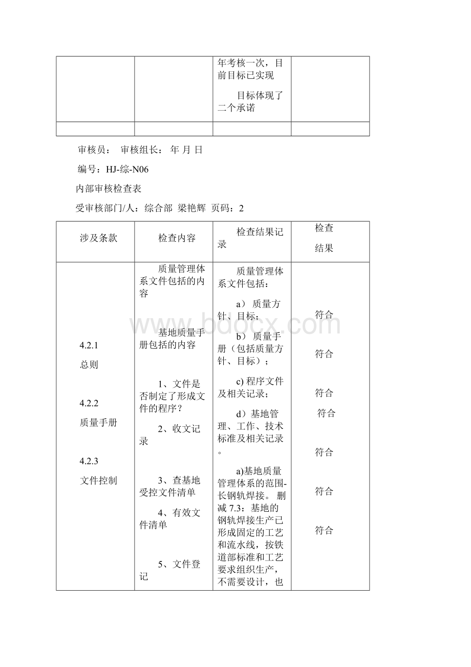 内部审核检查表Word下载.docx_第3页