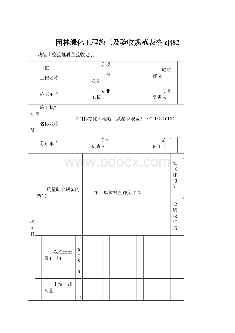 园林绿化工程施工及验收规范表格cjj82.docx_第1页