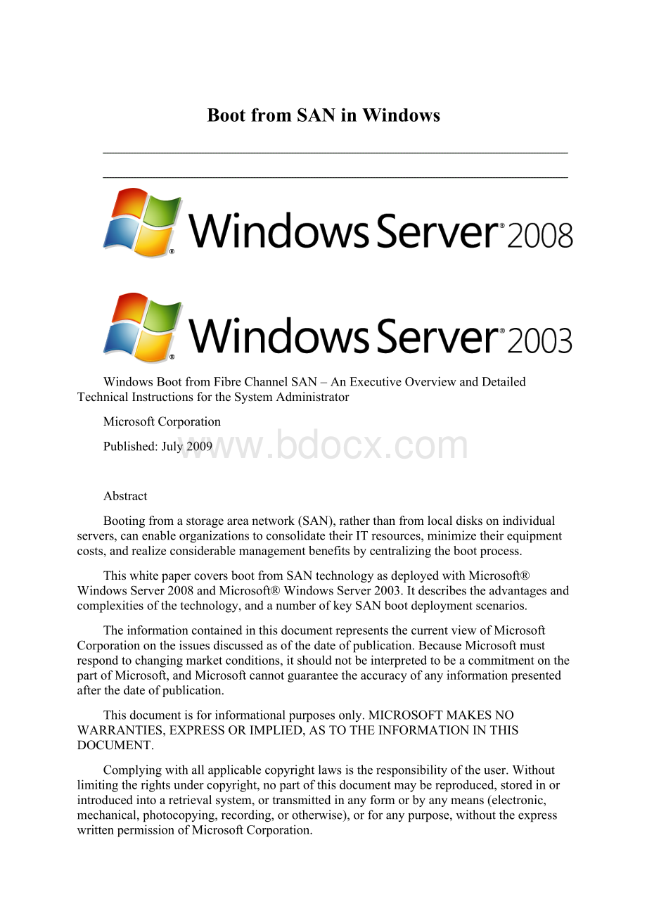 Boot from SAN in WindowsWord文件下载.docx