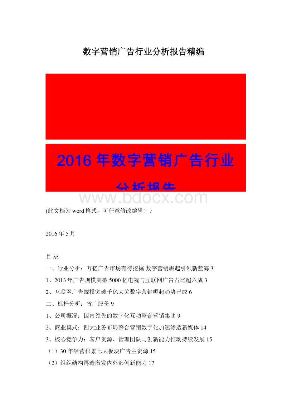 数字营销广告行业分析报告精编.docx_第1页