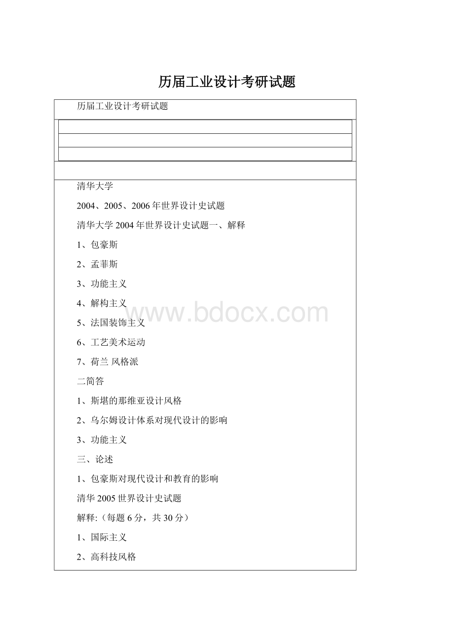 历届工业设计考研试题Word格式文档下载.docx