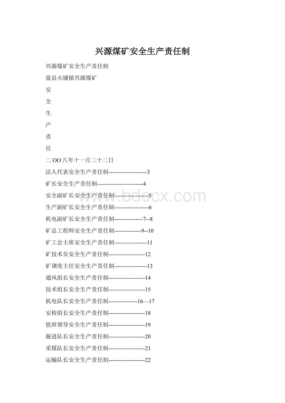 兴源煤矿安全生产责任制.docx