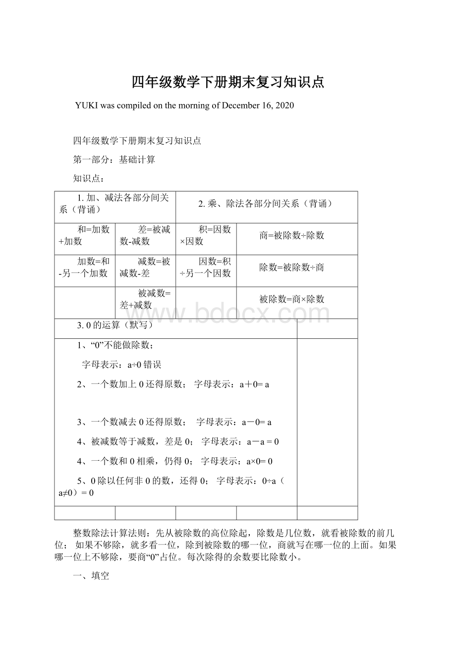 四年级数学下册期末复习知识点.docx_第1页