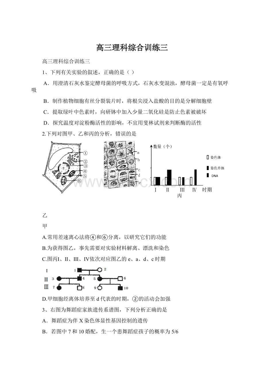 高三理科综合训练三Word文档下载推荐.docx