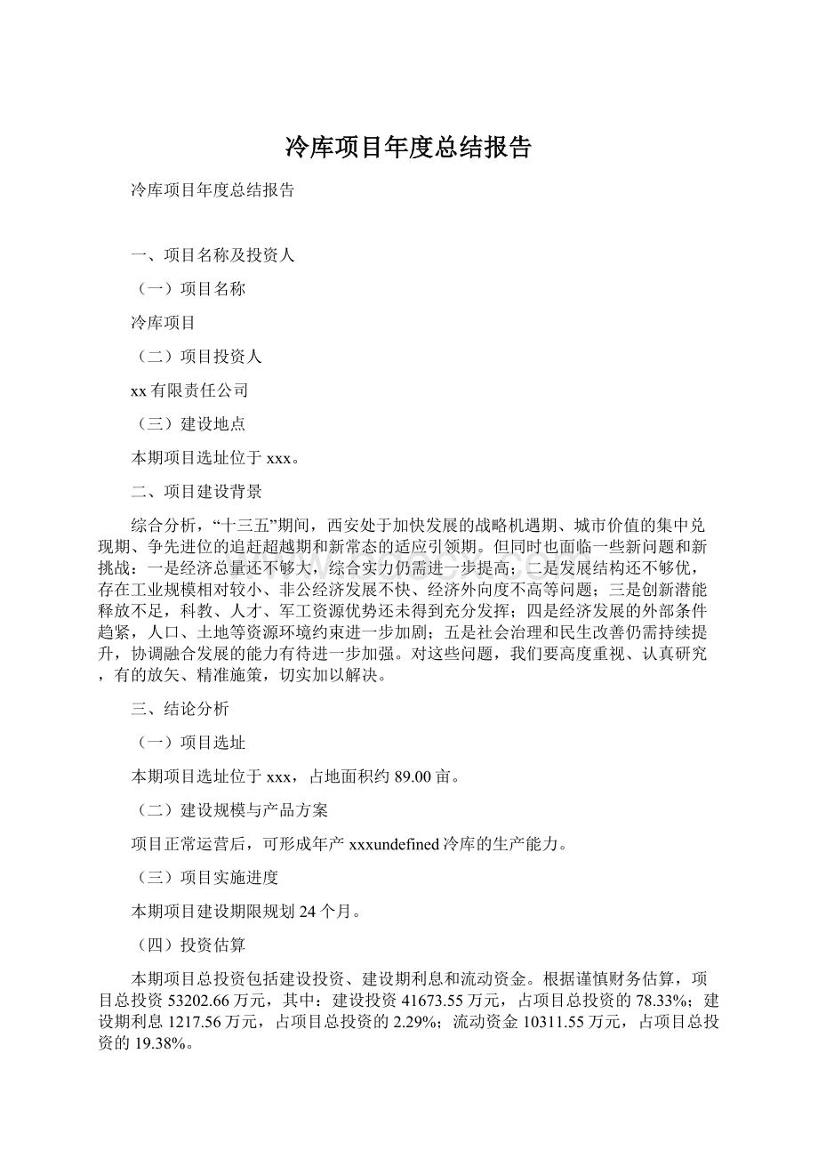 冷库项目年度总结报告.docx