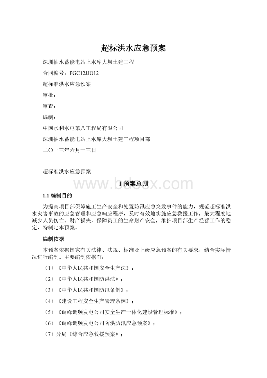 超标洪水应急预案Word文档格式.docx