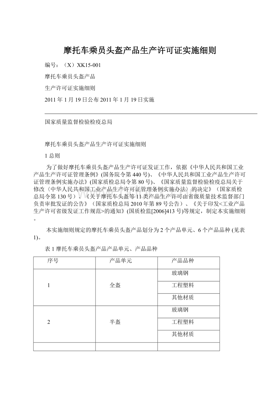 摩托车乘员头盔产品生产许可证实施细则.docx_第1页