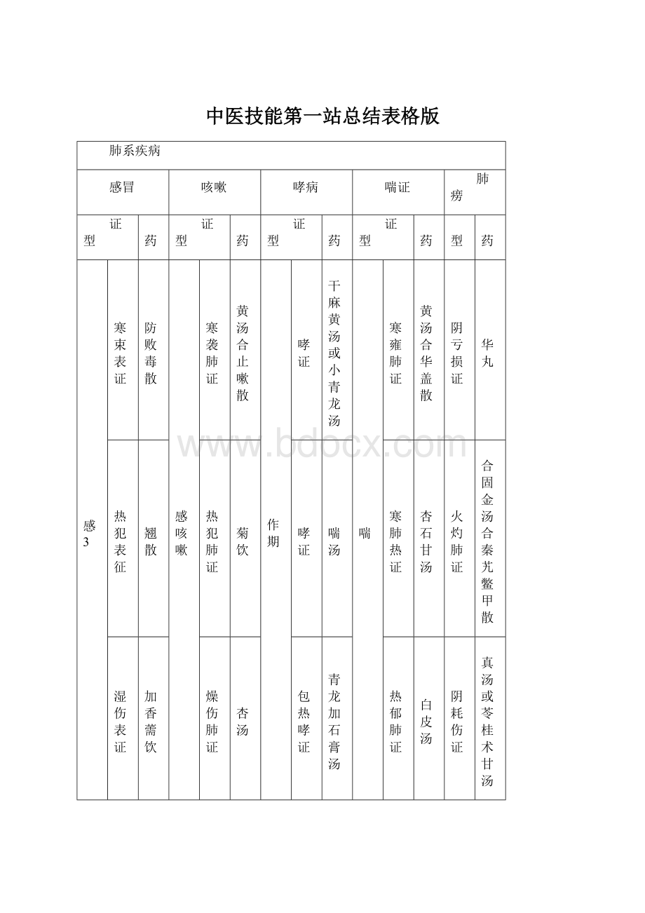 中医技能第一站总结表格版Word文件下载.docx