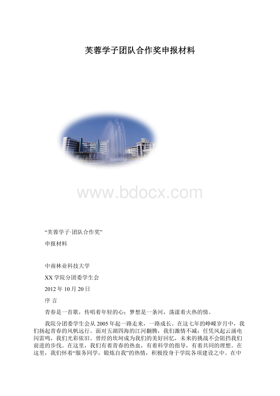 芙蓉学子团队合作奖申报材料.docx