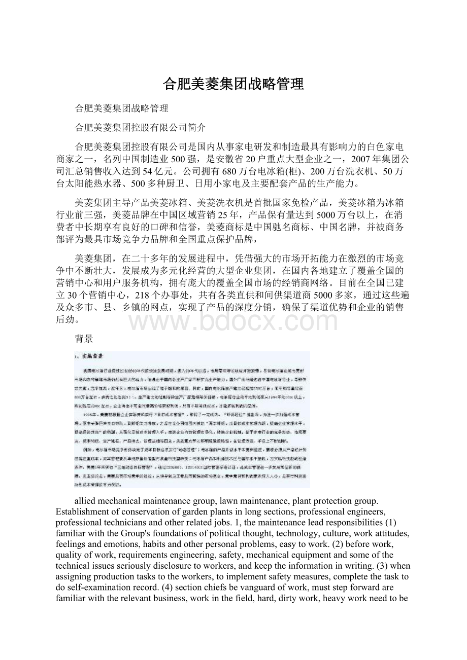 合肥美菱集团战略管理.docx_第1页