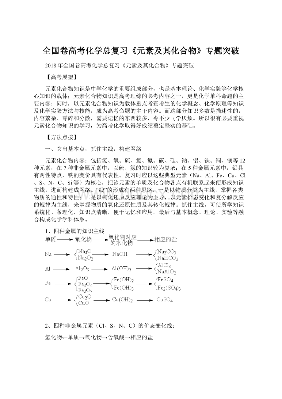 全国卷高考化学总复习《元素及其化合物》专题突破Word格式文档下载.docx_第1页