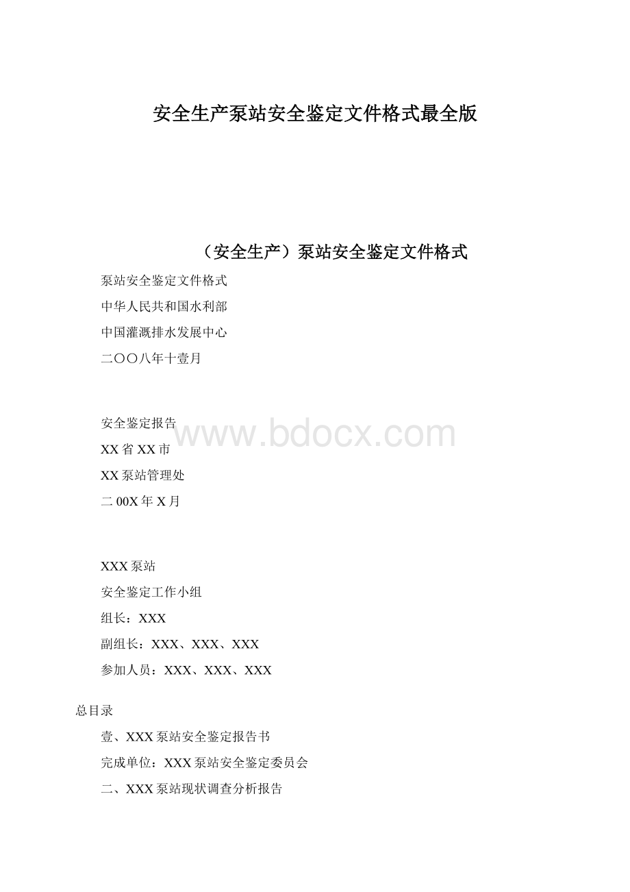 安全生产泵站安全鉴定文件格式最全版.docx