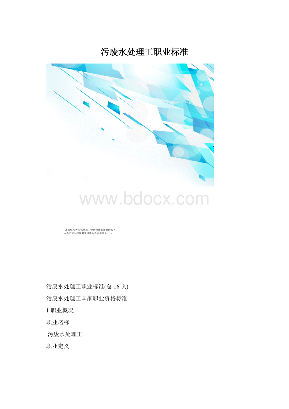 污废水处理工职业标准Word格式.docx