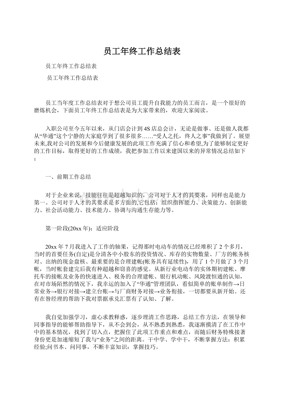 员工年终工作总结表Word文档下载推荐.docx_第1页