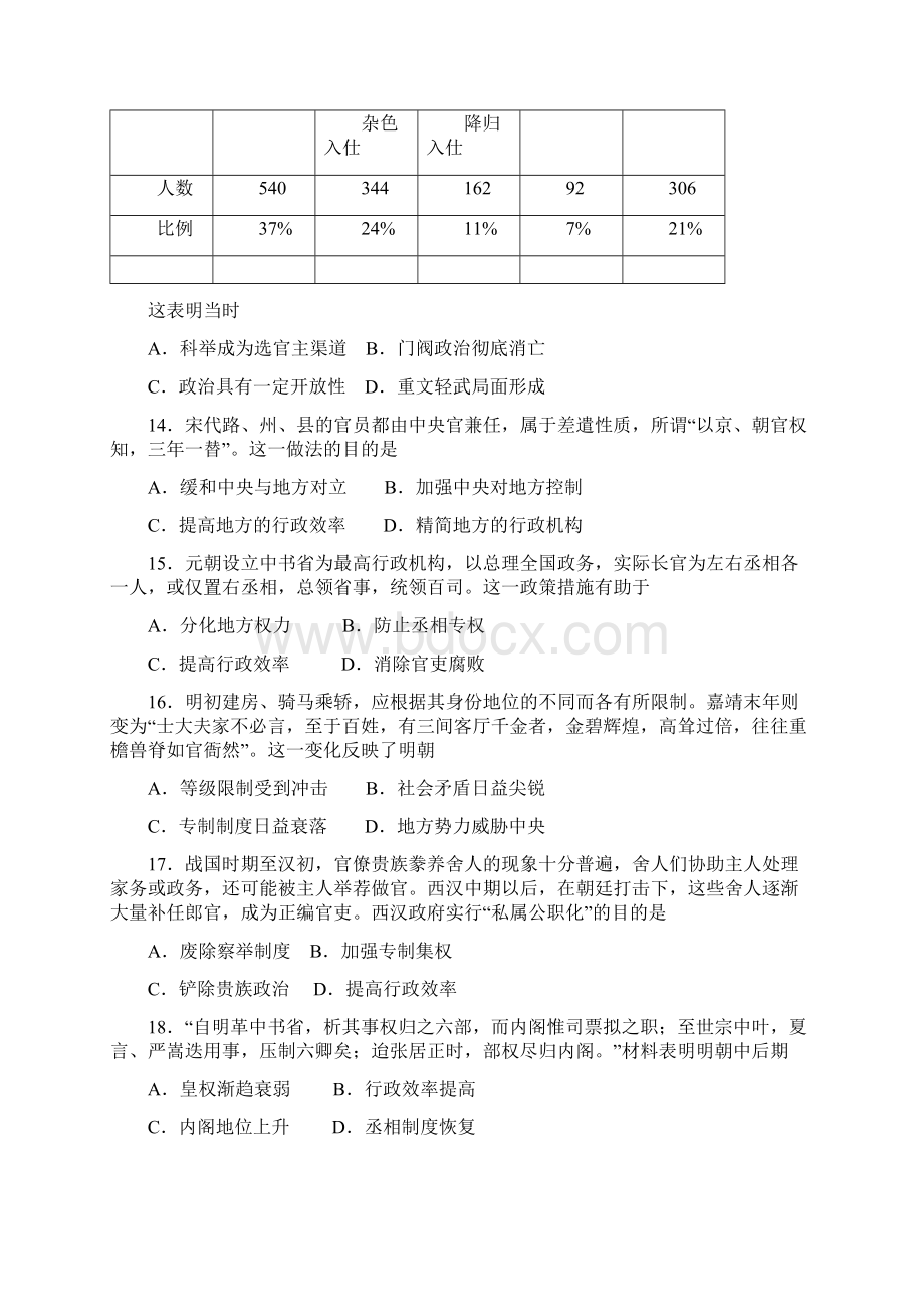 山东省潍坊市学年高二下学期普通高中模块监测历史试题.docx_第3页