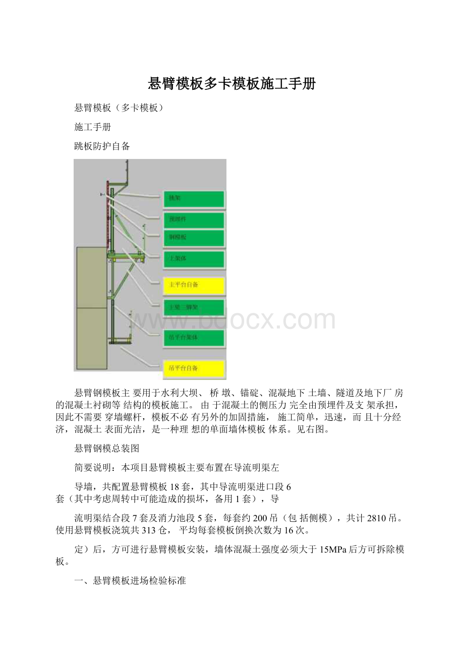 悬臂模板多卡模板施工手册.docx