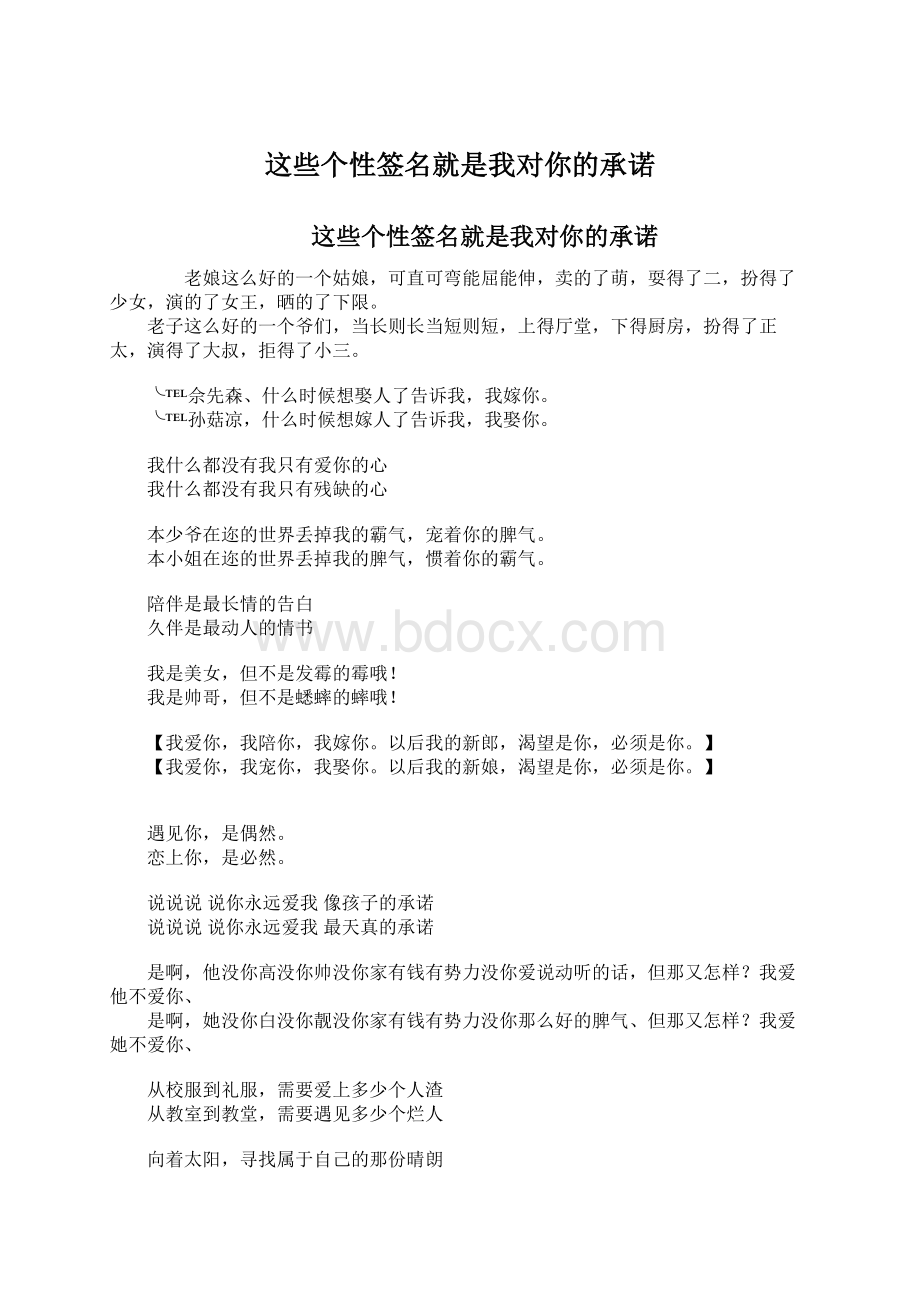 这些个性签名就是我对你的承诺.docx