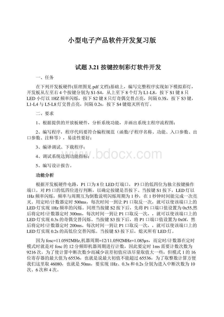 小型电子产品软件开发复习版Word格式.docx_第1页