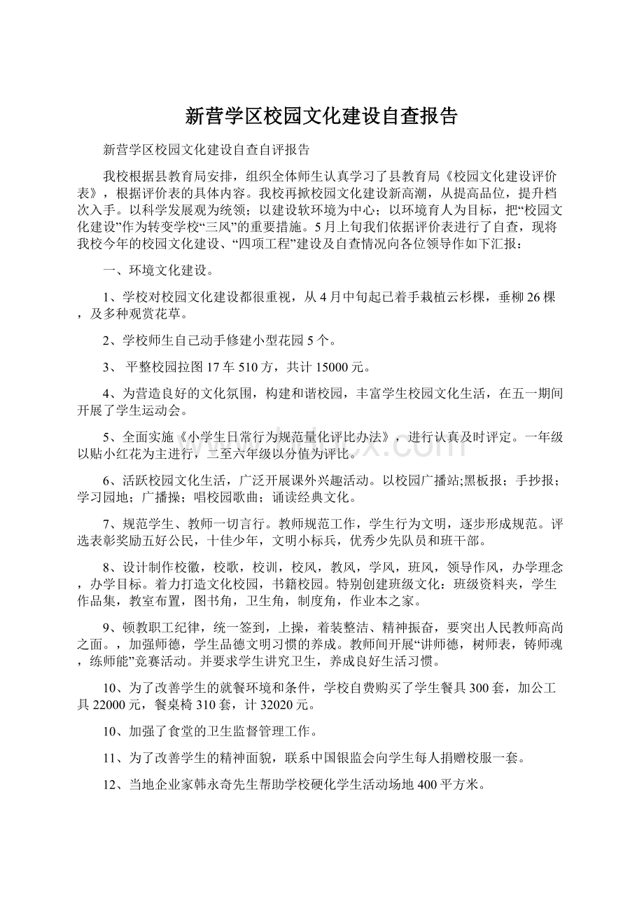 新营学区校园文化建设自查报告Word文档格式.docx_第1页