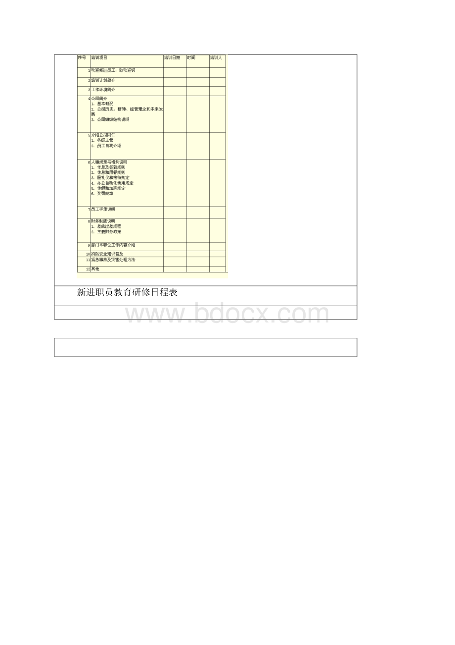 企业新员工培训计划表汇总文档格式.docx_第2页