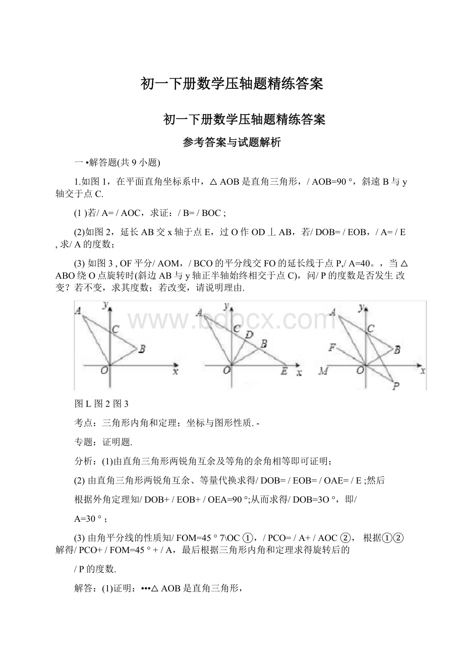 初一下册数学压轴题精练答案Word下载.docx_第1页