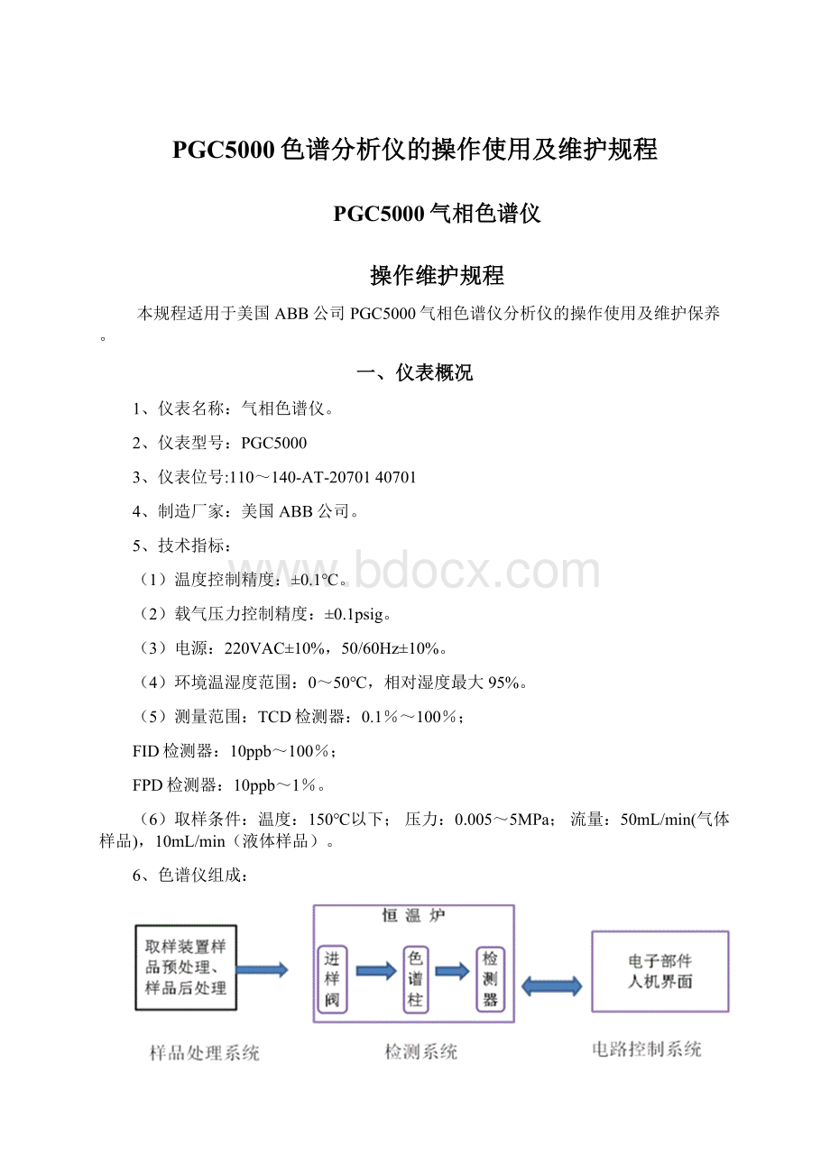 PGC5000色谱分析仪的操作使用及维护规程Word文件下载.docx