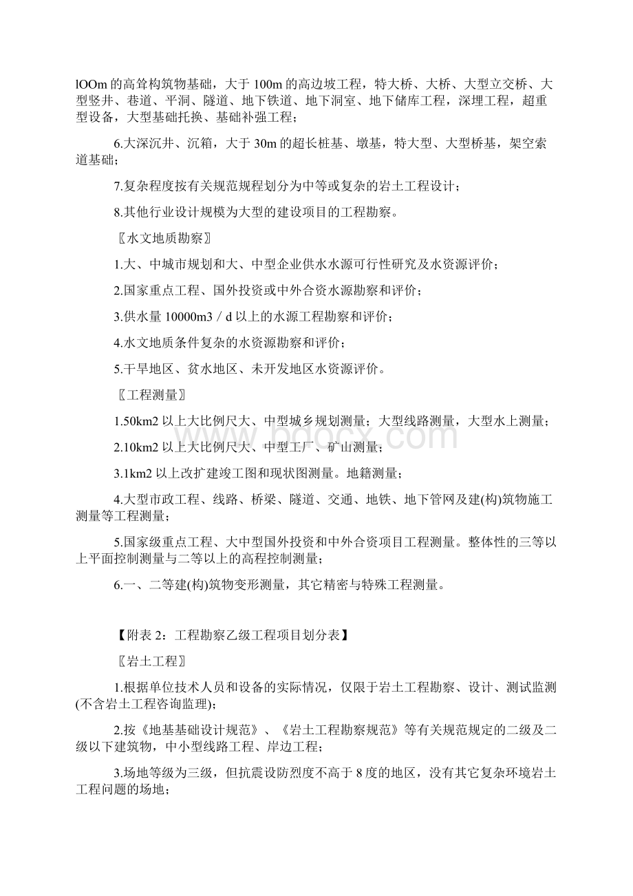 工程勘察设计资质等级承担任务范围Word文档下载推荐.docx_第2页