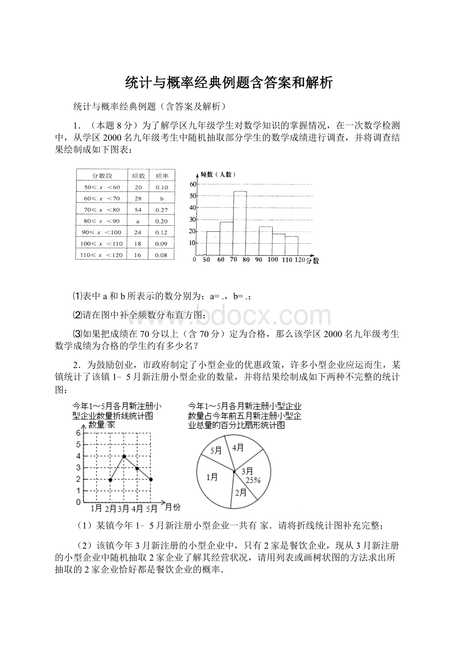 统计与概率经典例题含答案和解析Word格式文档下载.docx_第1页