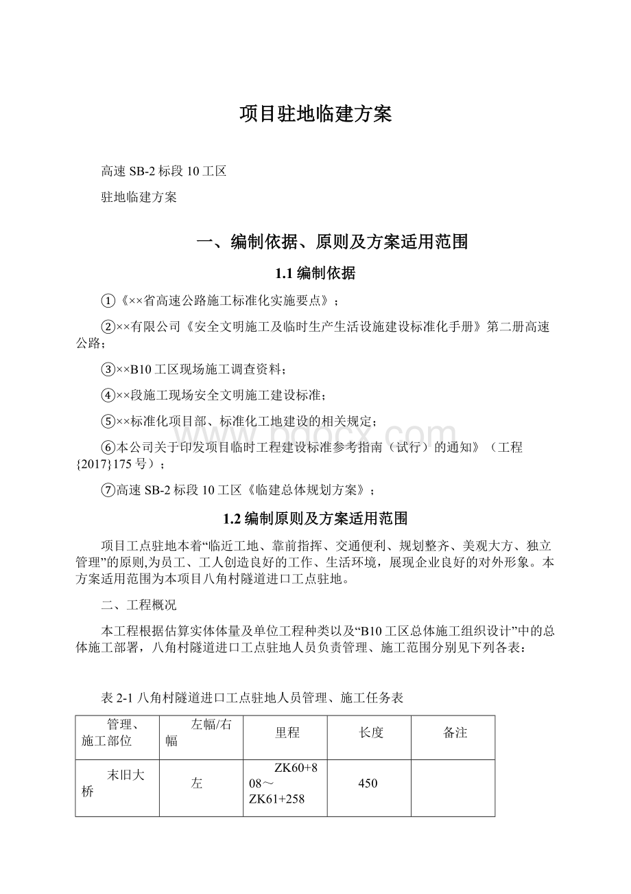 项目驻地临建方案文档格式.docx