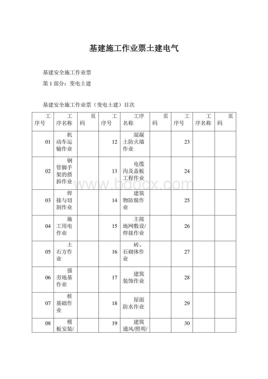 基建施工作业票土建电气.docx