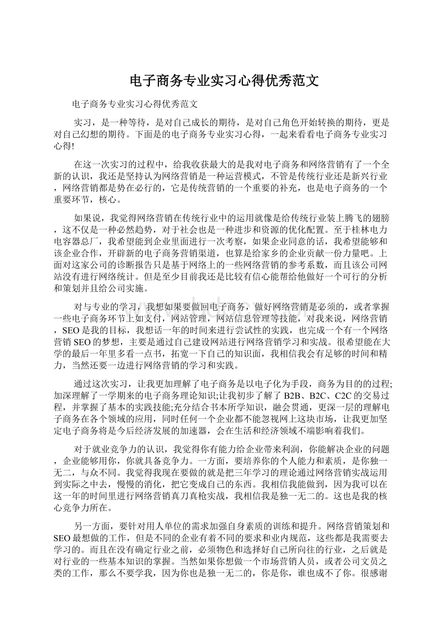 电子商务专业实习心得优秀范文.docx