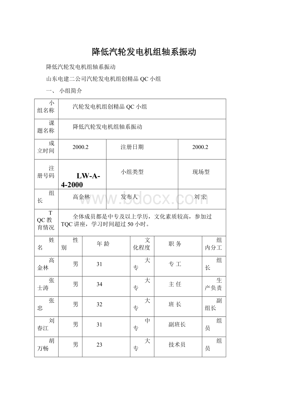 降低汽轮发电机组轴系振动.docx