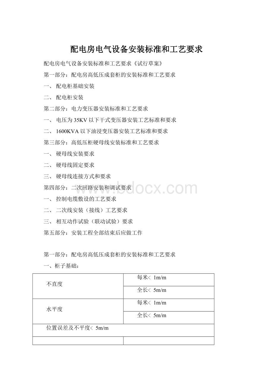 配电房电气设备安装标准和工艺要求.docx