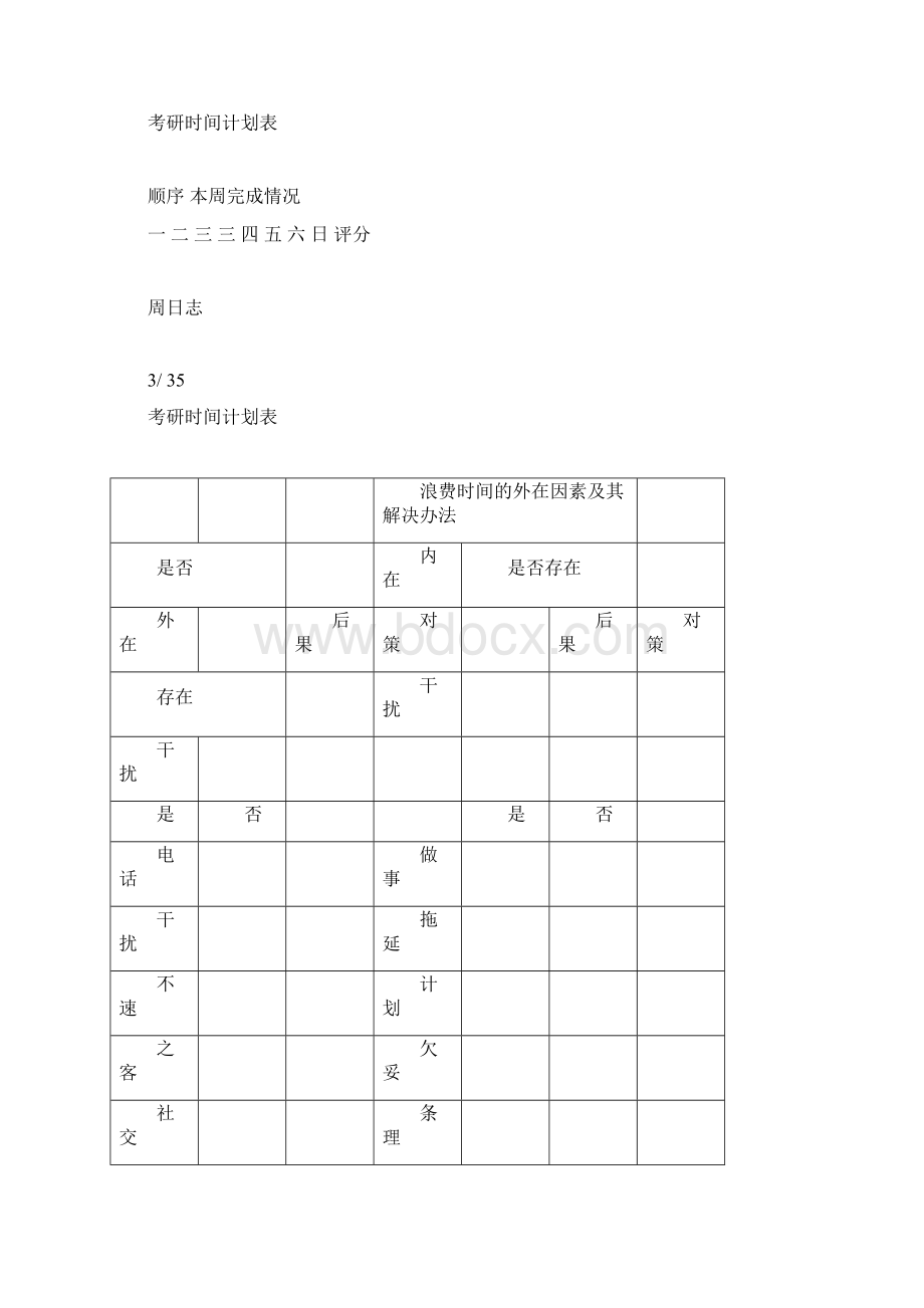 考研月计划与周计划表格Word文档下载推荐.docx_第2页