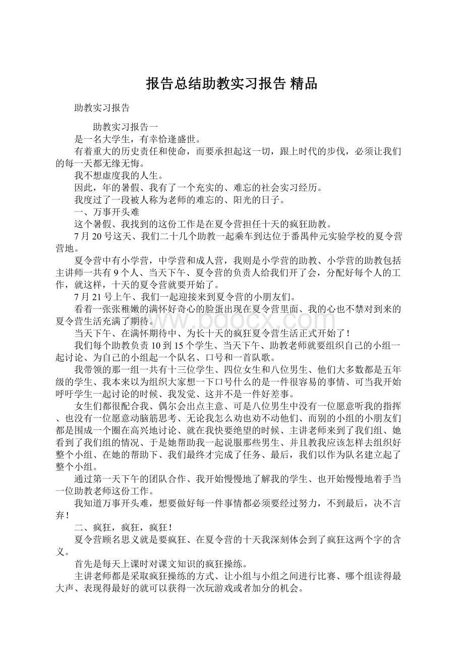 报告总结助教实习报告 精品文档格式.docx