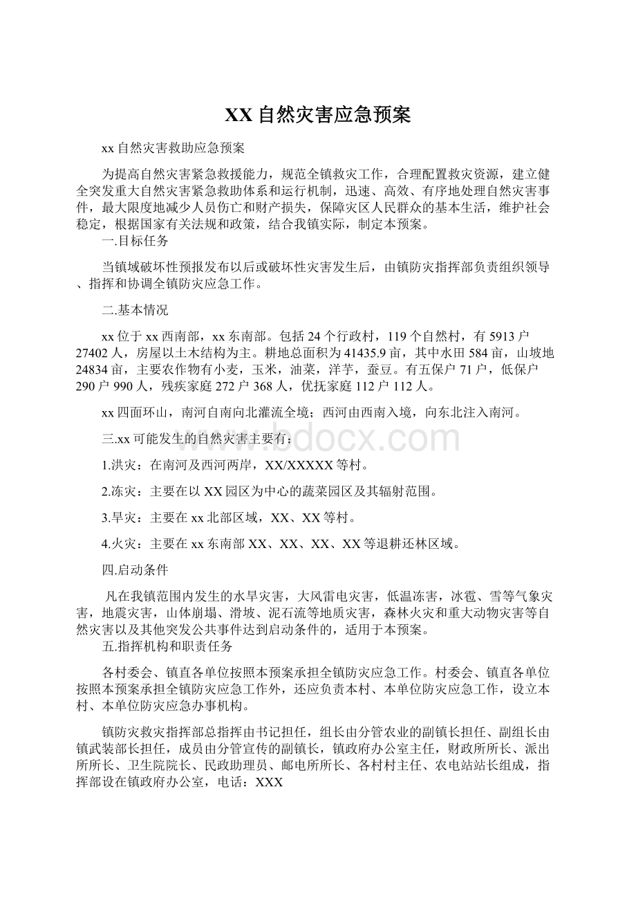 XX自然灾害应急预案.docx_第1页