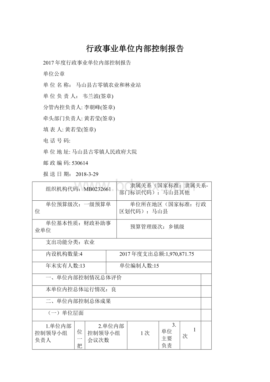 行政事业单位内部控制报告.docx_第1页