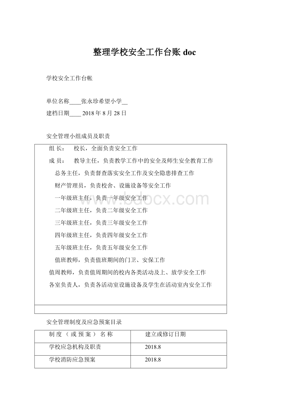 整理学校安全工作台账doc文档格式.docx_第1页