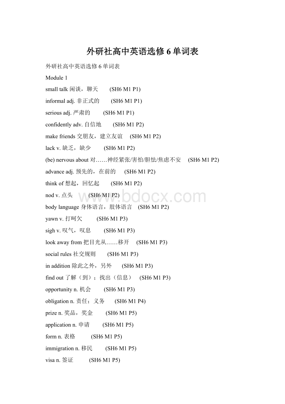 外研社高中英语选修6单词表文档格式.docx_第1页