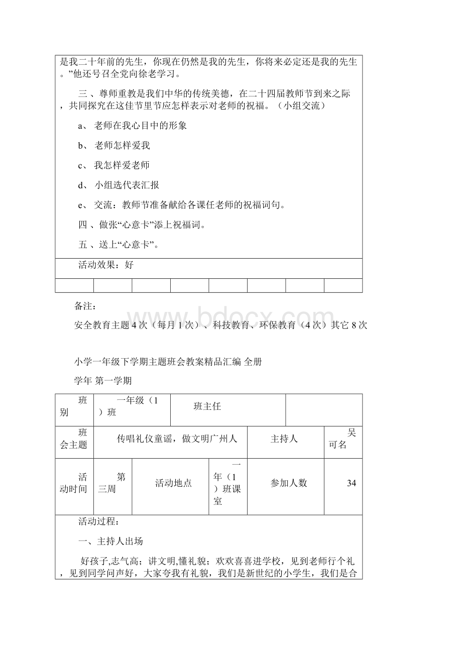 小学一年级下学期主题班会教案精品汇编全册.docx_第2页