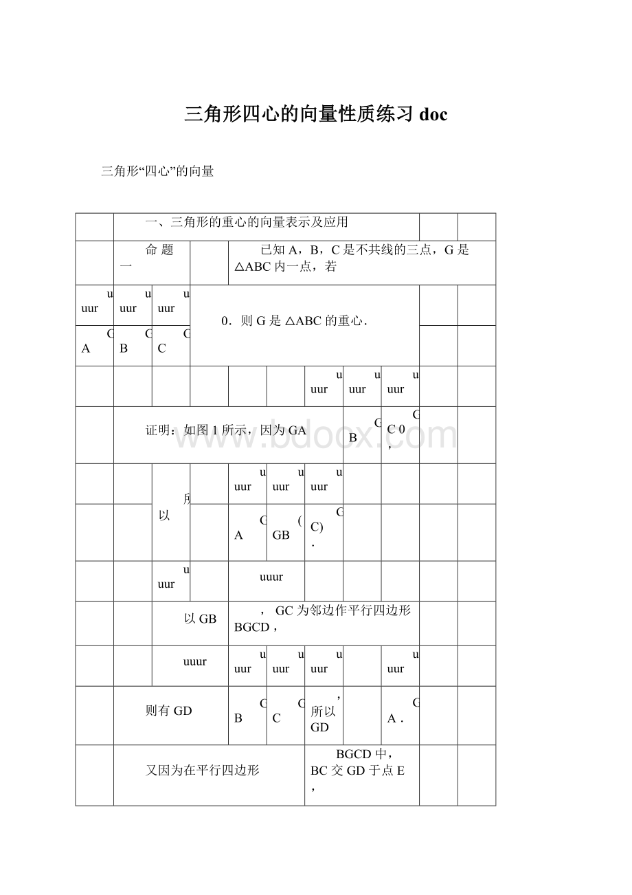 三角形四心的向量性质练习doc文档格式.docx_第1页