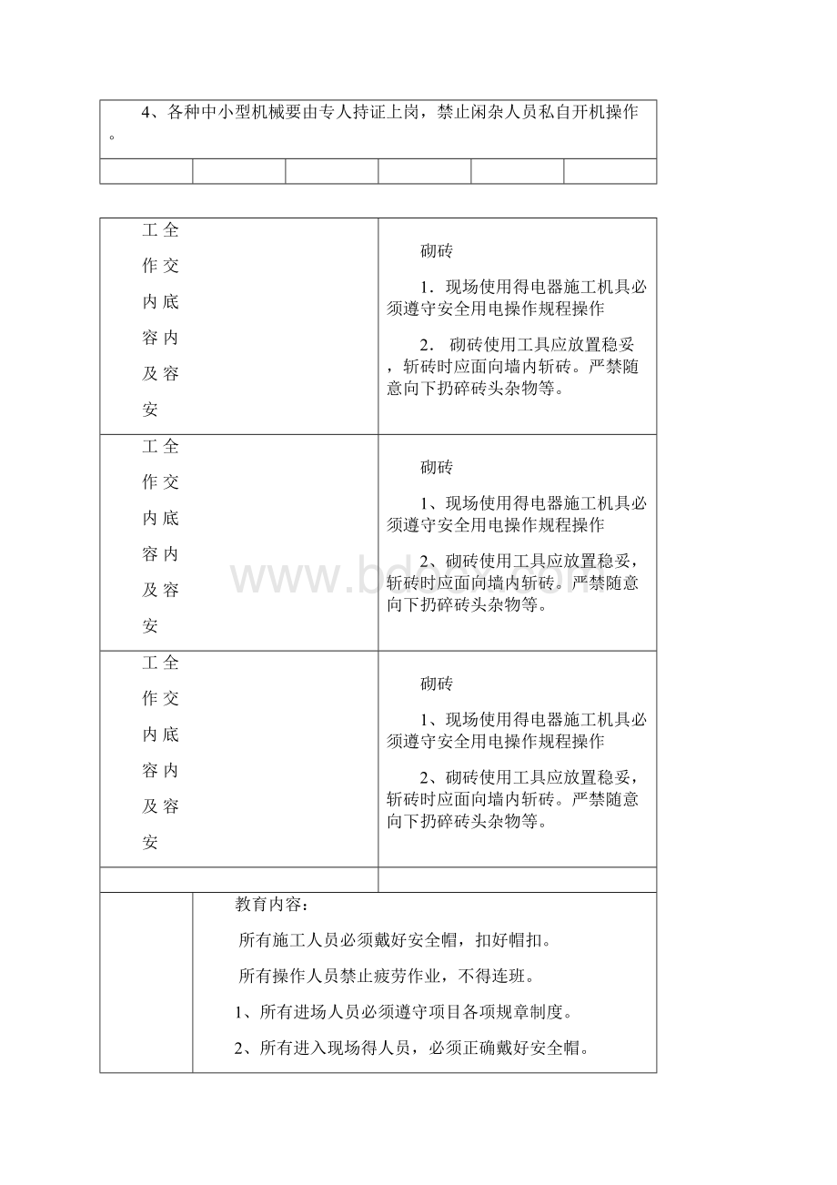 砌筑工班前安全活动记录文档格式.docx_第2页