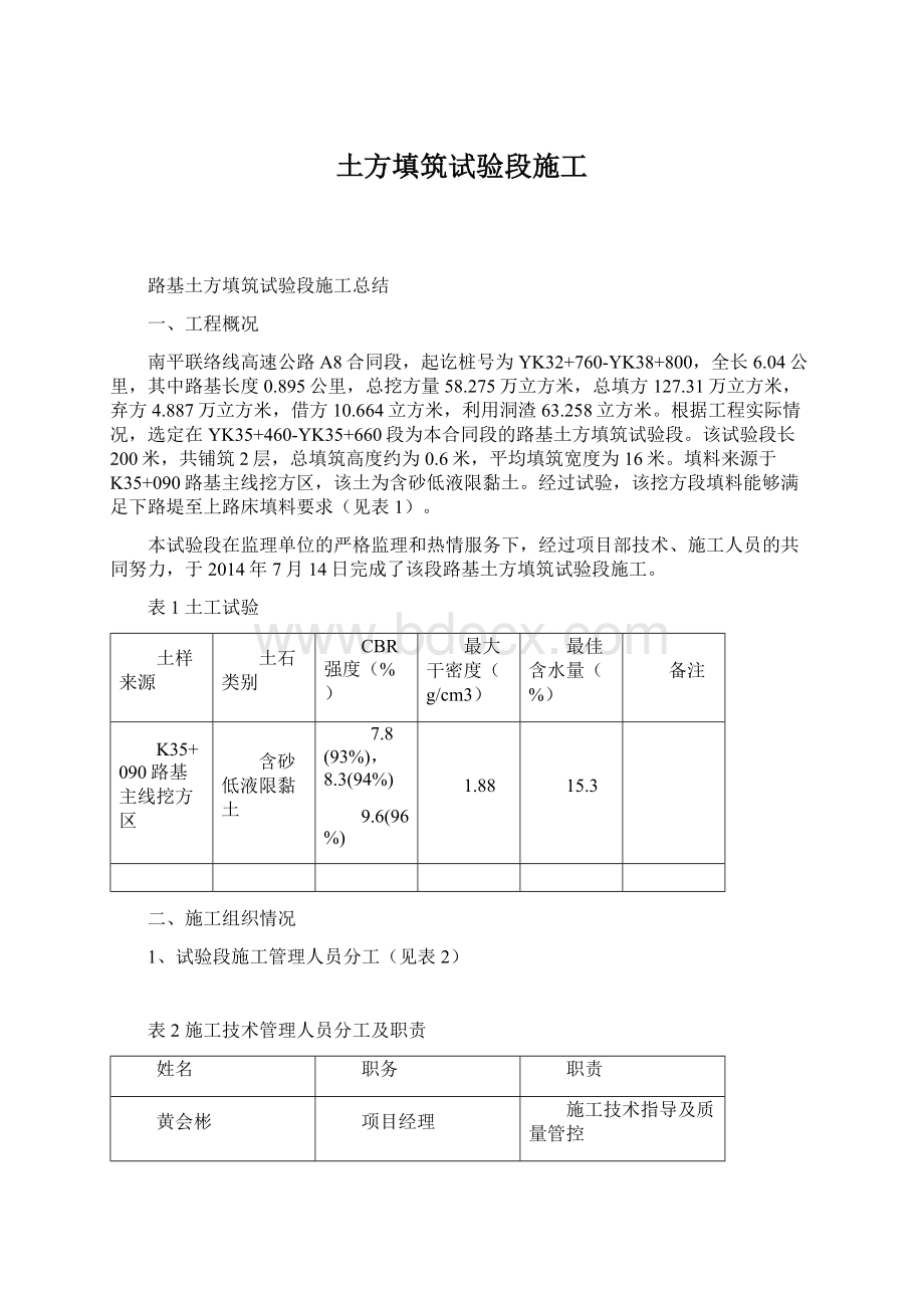 土方填筑试验段施工Word文档下载推荐.docx