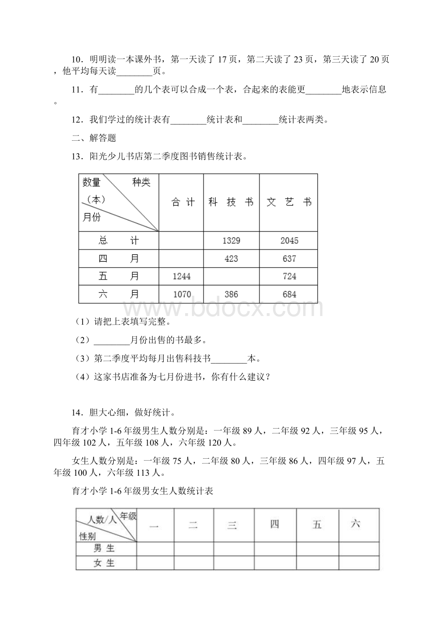 《易错题》小学数学三年级下册第三单元《复式统计表》 单元检测含答案解析.docx_第3页