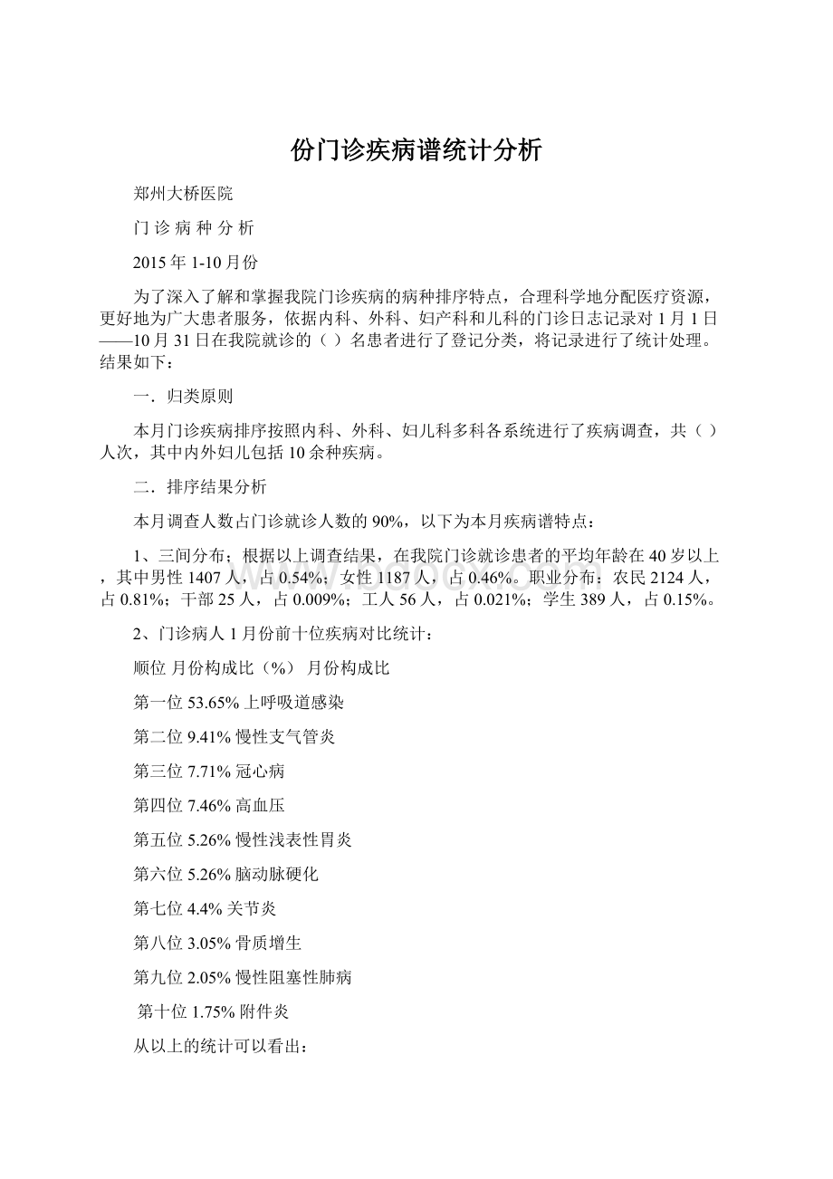 份门诊疾病谱统计分析.docx