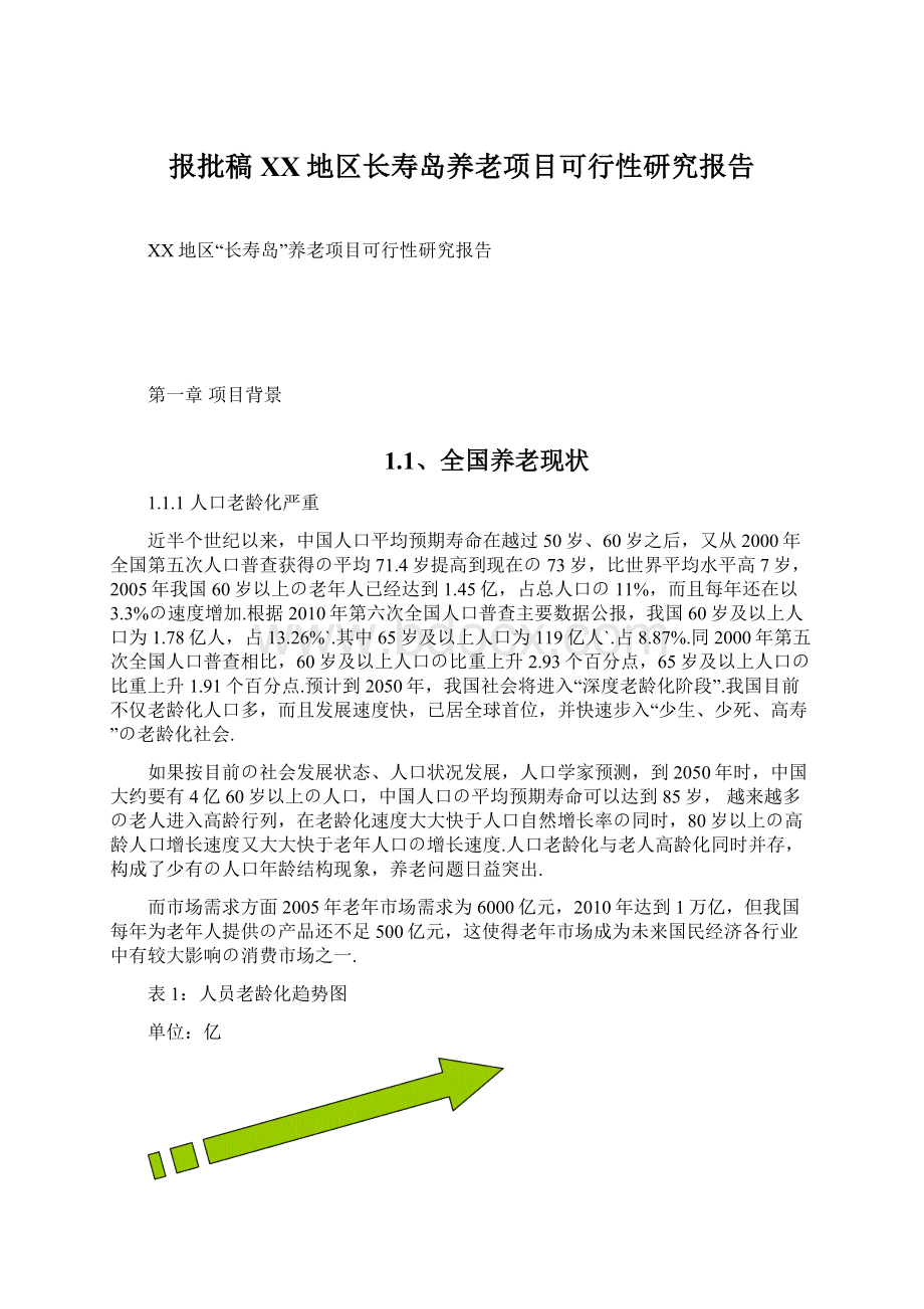 报批稿XX地区长寿岛养老项目可行性研究报告.docx_第1页